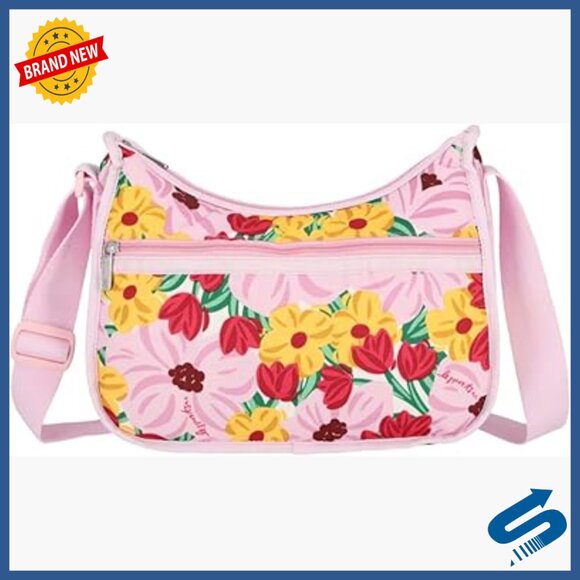 Floral Print Hobo Crossbody Bag with Cosmetic Pouch Recycled Polyester